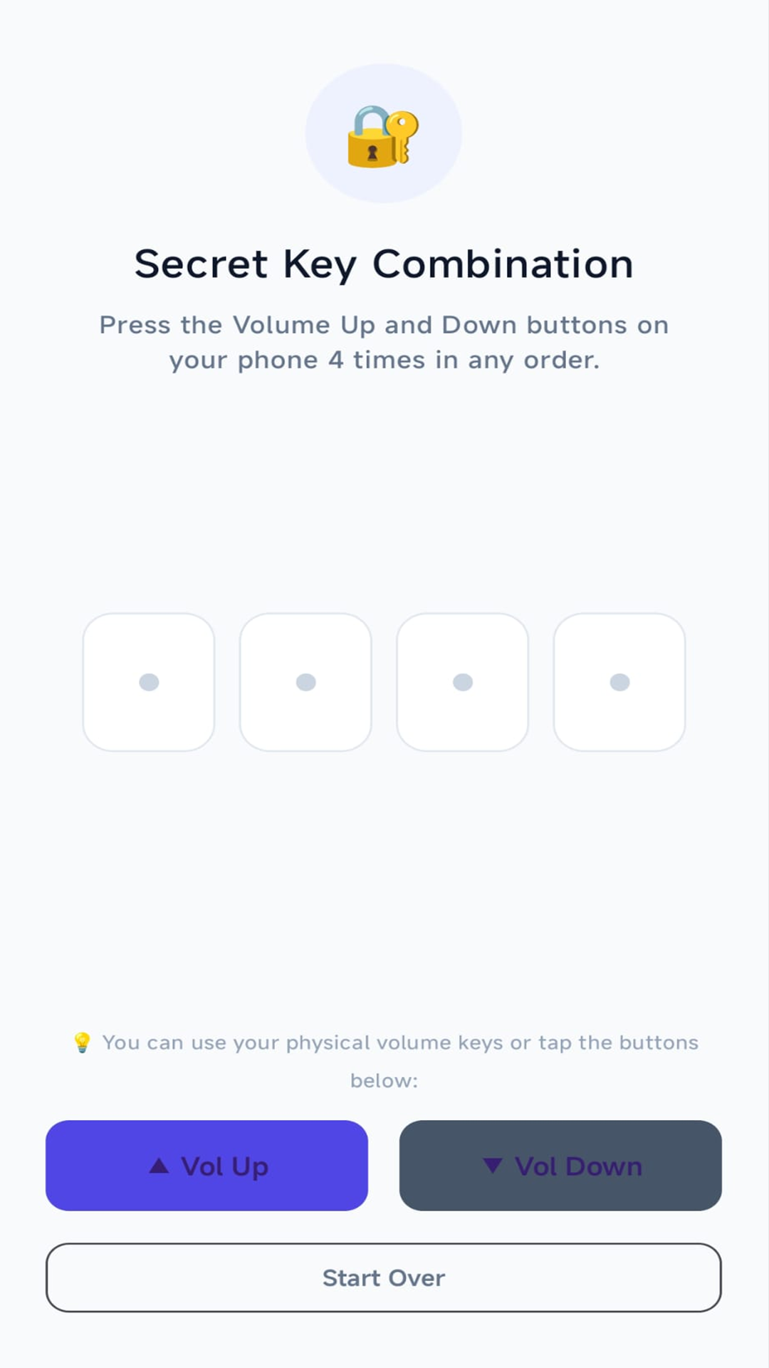 KidPause Volume Key Pattern Setup